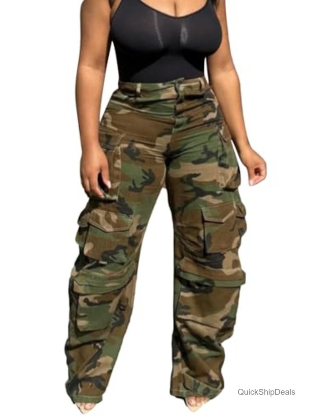 Women's High Rise Baggy Cargo Jeans Y2K Straight Leg Multi Pocket